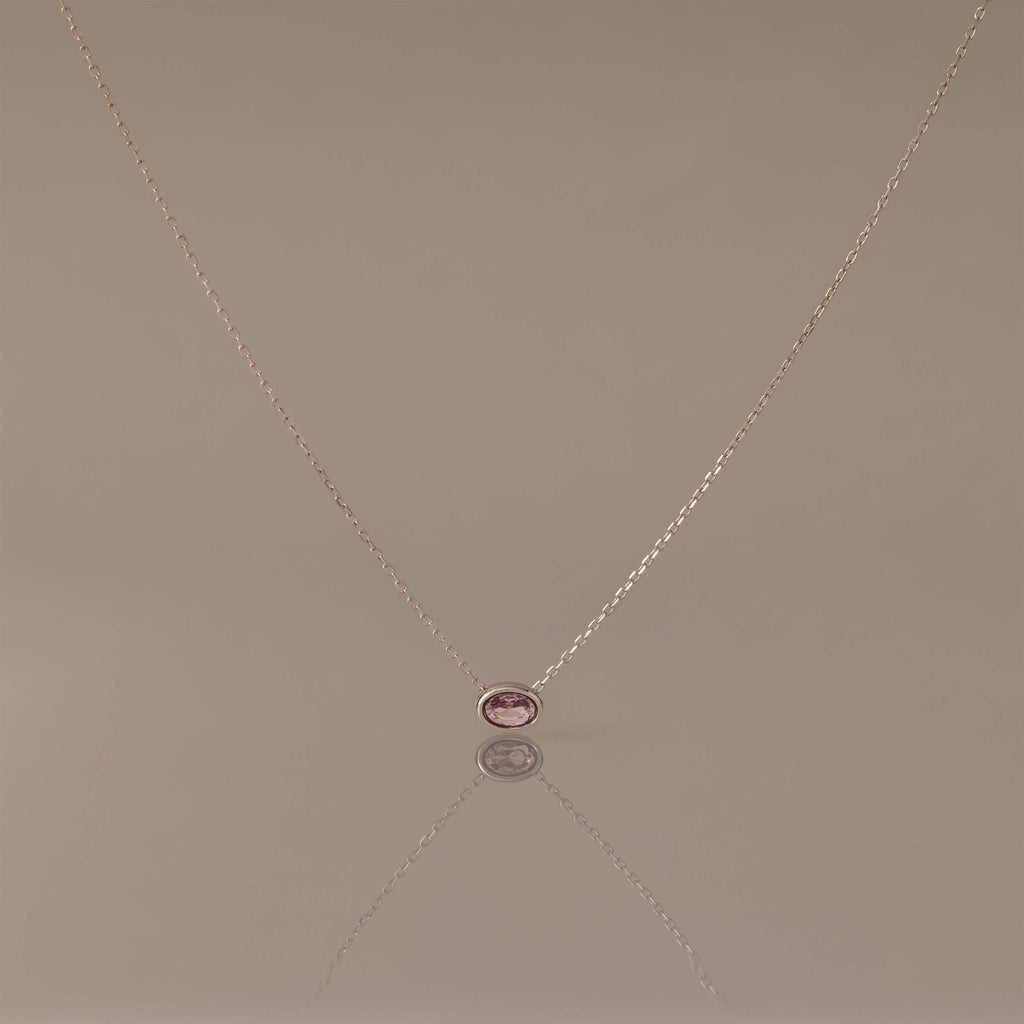 Oval Cut Bezel Birthstone Necklace