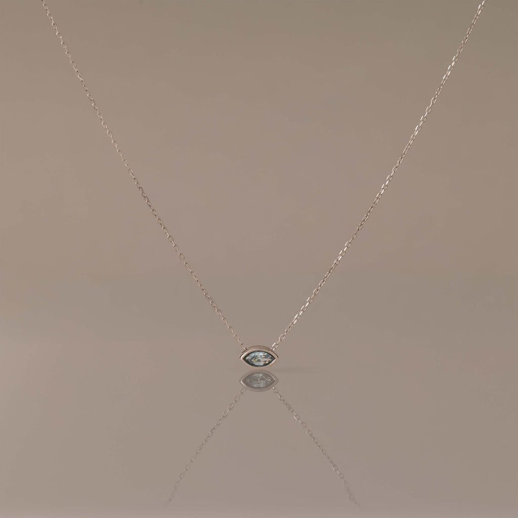Marquise Cut Bezel Birthstone Necklace