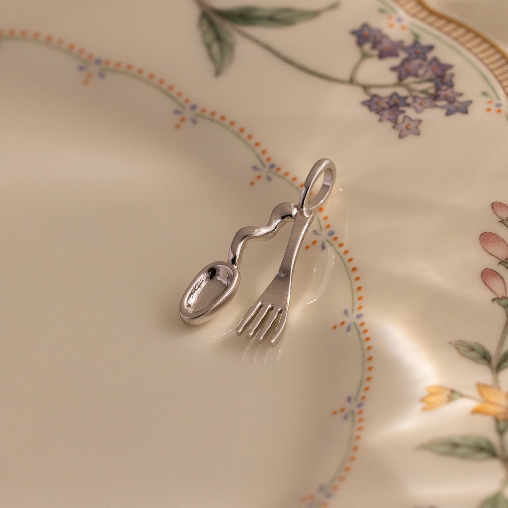 Spoon & Fork Charm in Silver