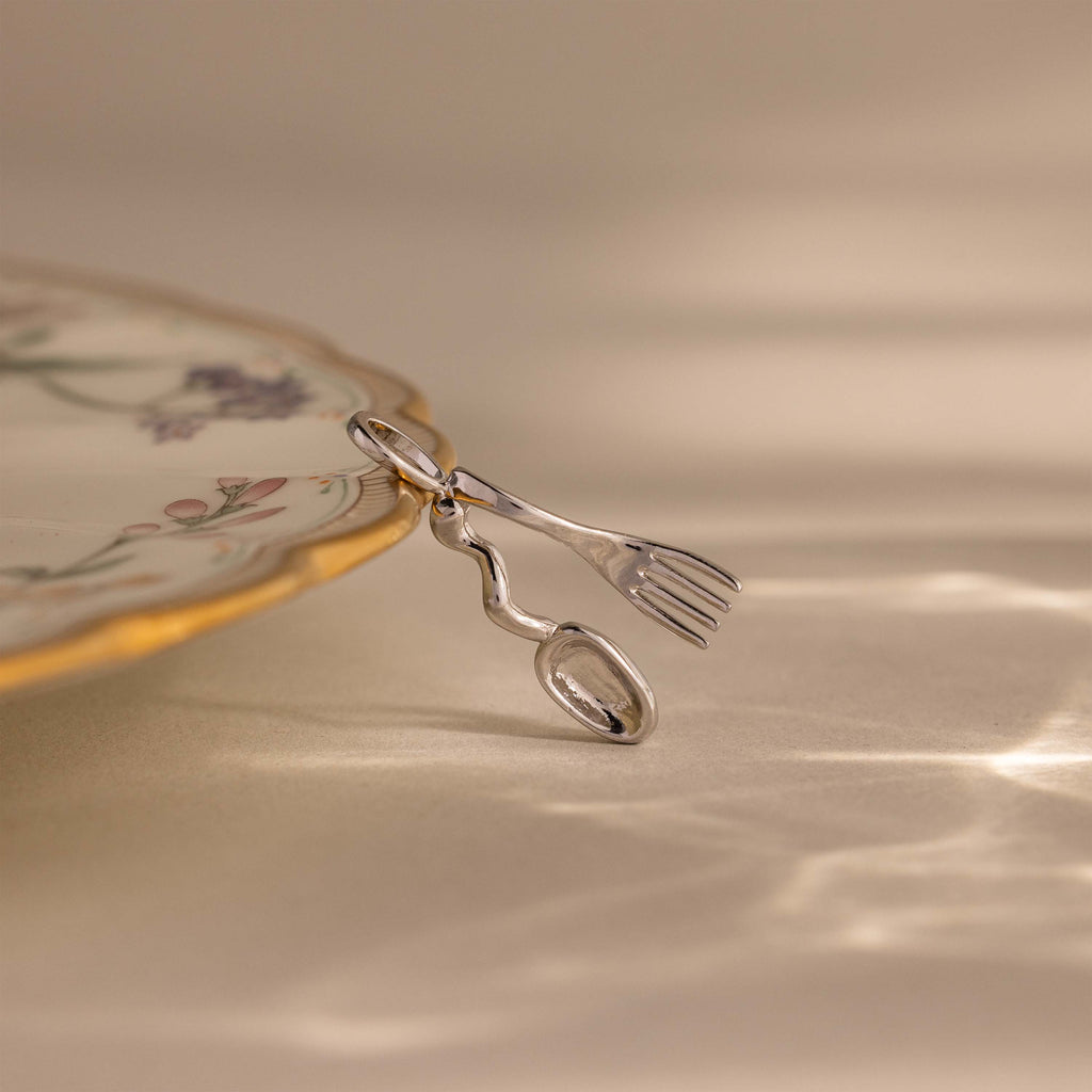 Spoon & Fork Charm in Silver