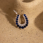Lucky Sapphire Horseshoe Charm in Silver