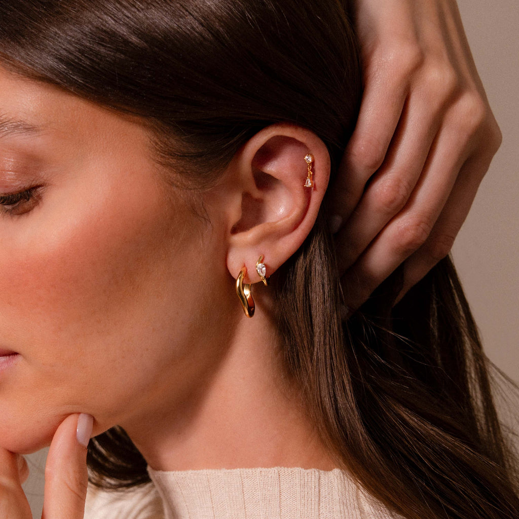Organic Wave Earrings in 18K Gold