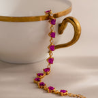 Pink Tourmaline Heart Tennis Bracelet in 18K Gold