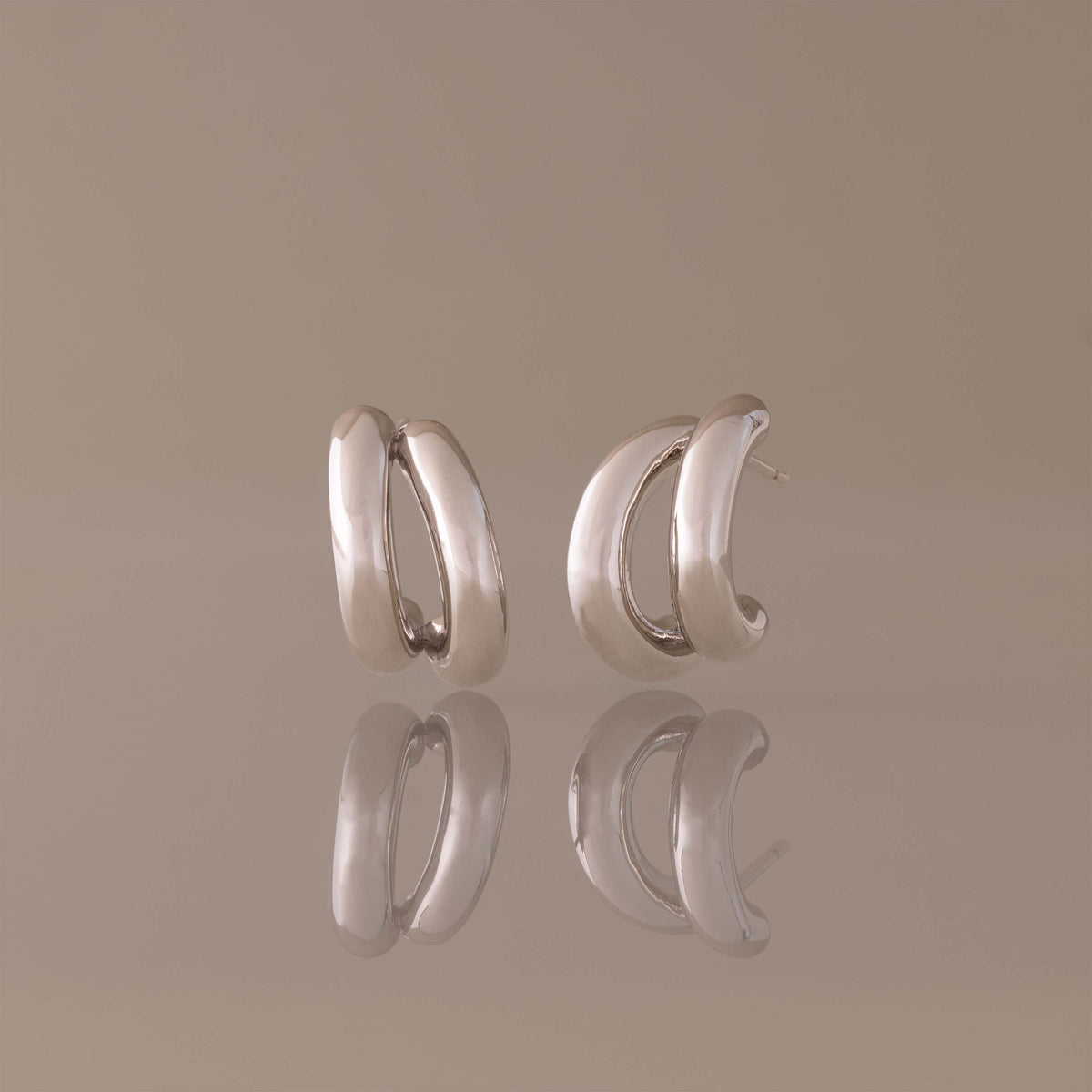 Bold Duo Hoops in Silver