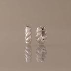 Sculpted Twist Hoops in Silver