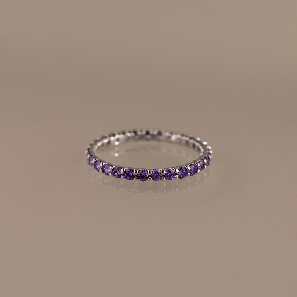 Bague avec pierre de naissance Eternity Tennis 