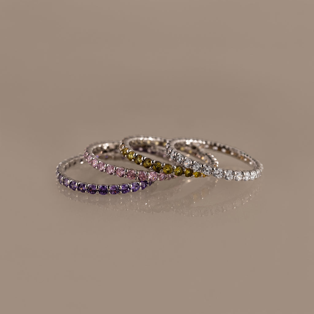 Bague avec pierre de naissance Eternity Tennis 