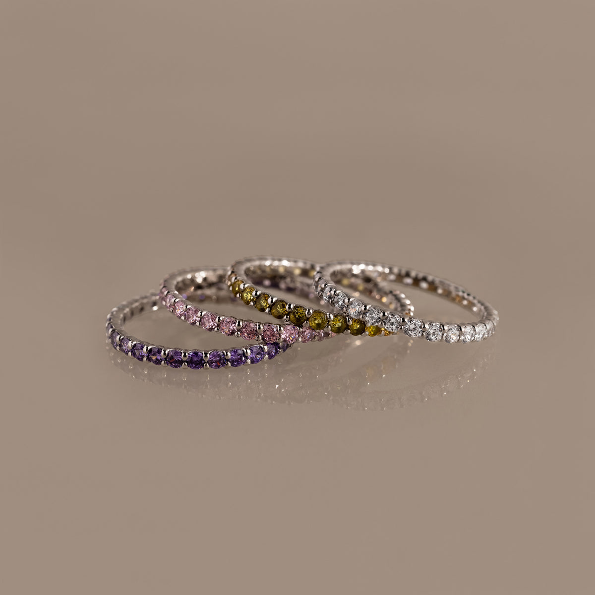 Bague avec pierre de naissance Eternity Tennis 
