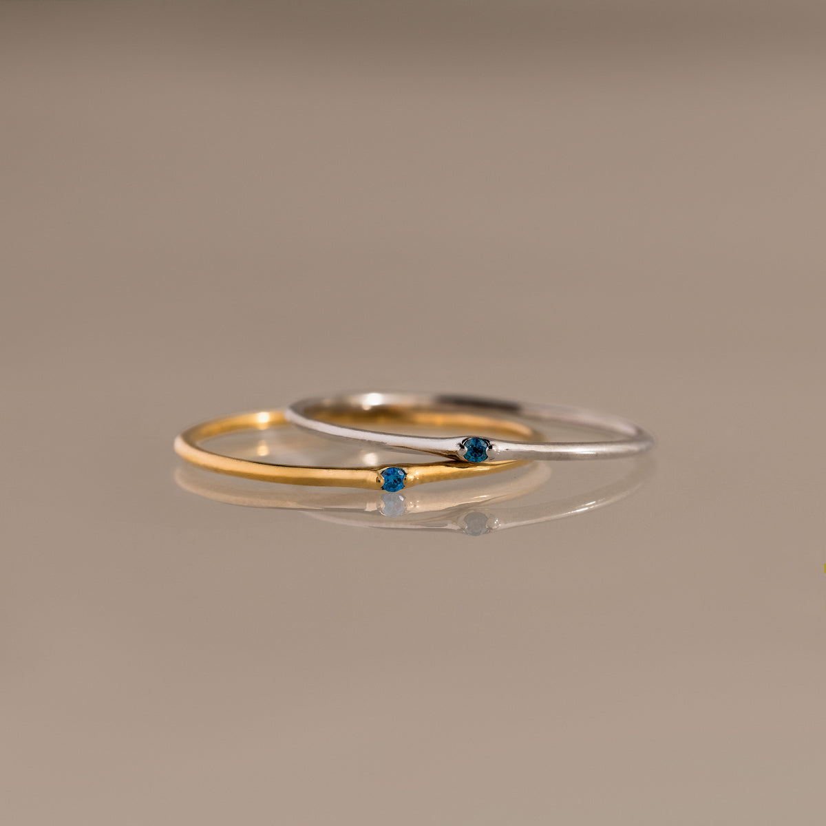 Thin Mini Blue Zircon Ring