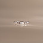 Marquise Opal Diamond Ring in Silver