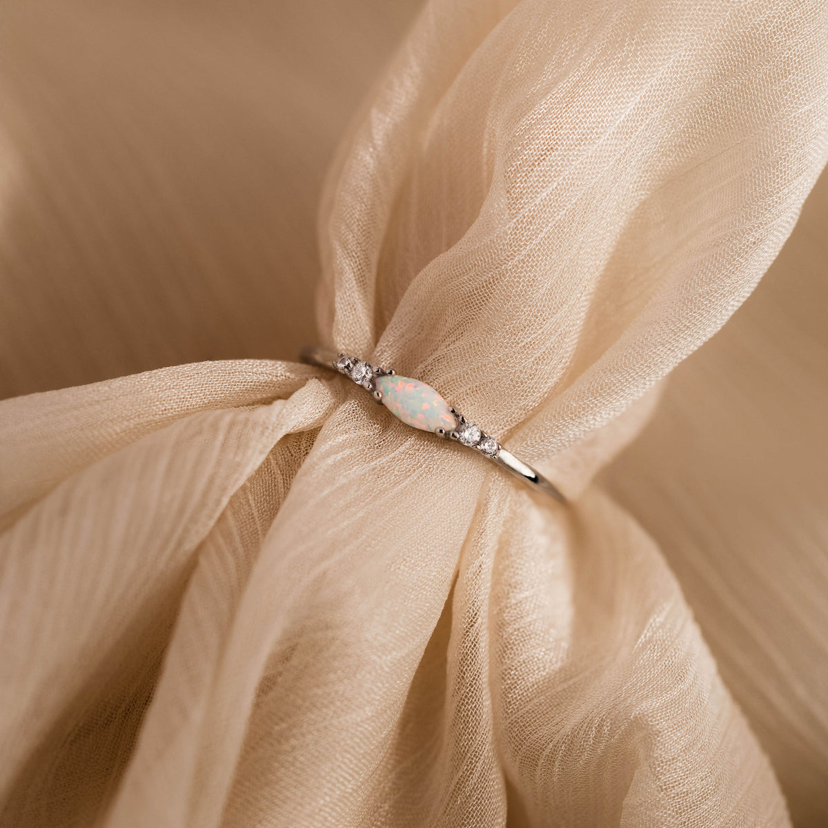 Marquise Opal Diamond Ring
