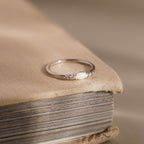 Marquise Opal Diamond Ring in Silver