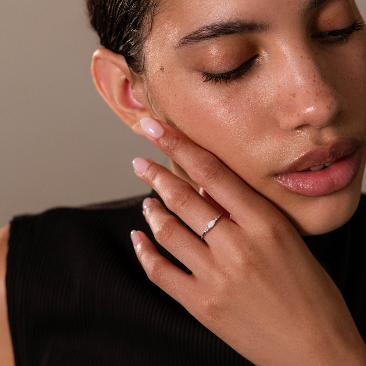 Marquise Opal Diamond Ring