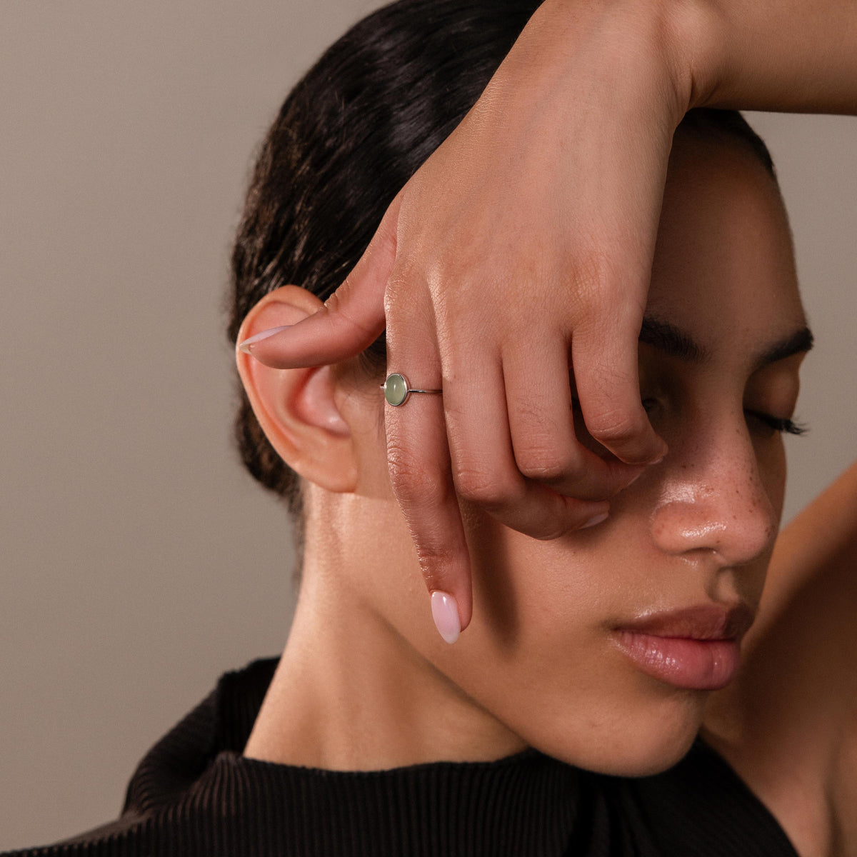 Bague ovale en jade