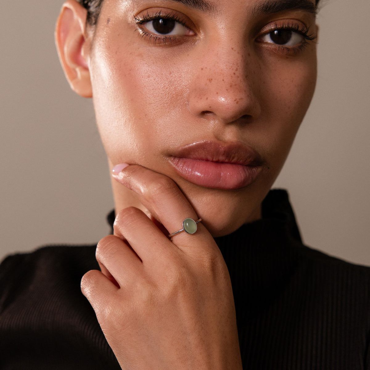 Bague ovale en jade