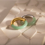 Half Jade Ring in Silver