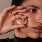 Half Jade Ring in Silver