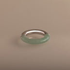 Half Jade Ring in Silver