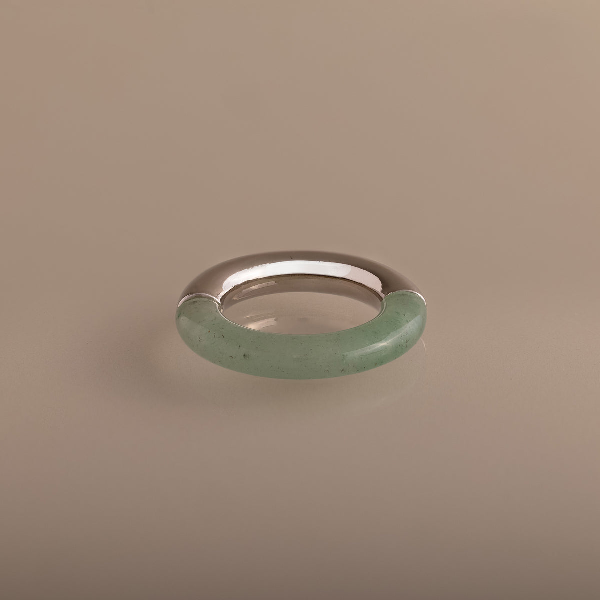 Half Jade Ring in Silver
