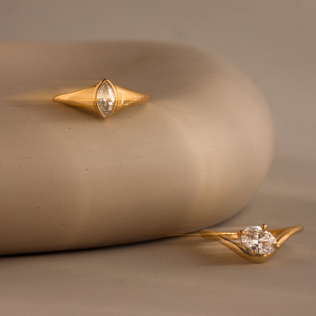 Sculptural Solitaire Ring Set