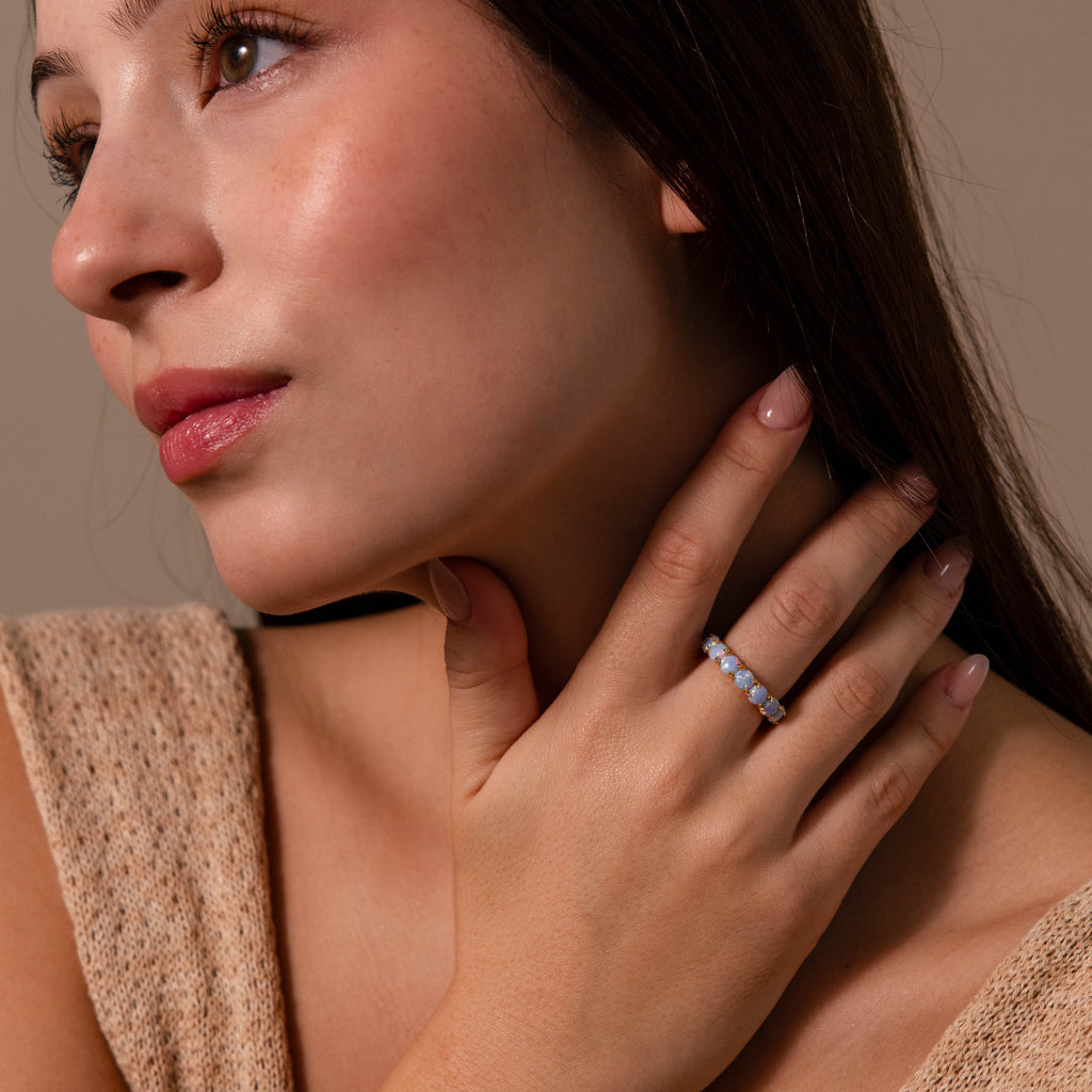 Blue Opal Eternity Ring
