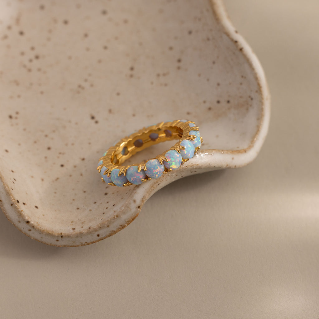 Blue Opal Eternity Ring