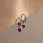 Garnet Diamond Heart Jewelry Set in Silver