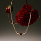 Garnet Heart Tennis Necklace