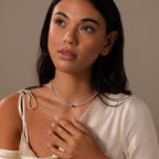 Garnet Heart Tennis Necklace in Silver
