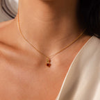 Garnet Heart Knot Necklace in 18K Gold