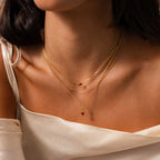 Garnet Heart Knot Necklace in 18K Gold