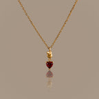 Garnet Heart Knot Necklace in 18K Gold