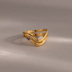 Mixed Gem Wave Ring Set