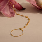 Beaded Diamond Hand Chain Bracelet in 18K Gold