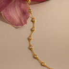 Beaded Diamond Hand Chain Bracelet in 18K Gold
