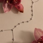 Beaded Diamond Hand Chain Bracelet in Silver