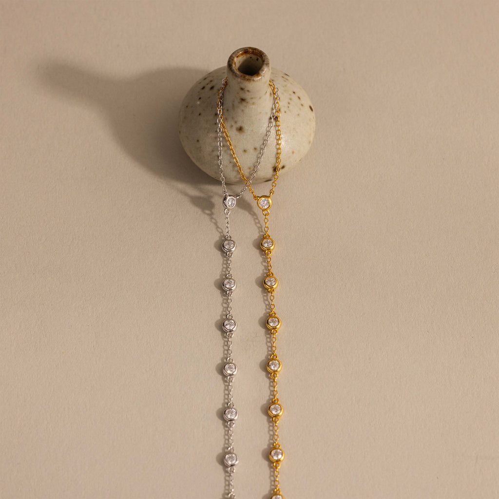 Beaded Diamond Hand Chain Bracelet in 18K Gold