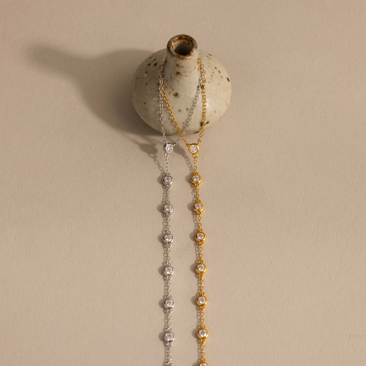 Beaded Diamond Hand Chain Bracelet in 18K Gold