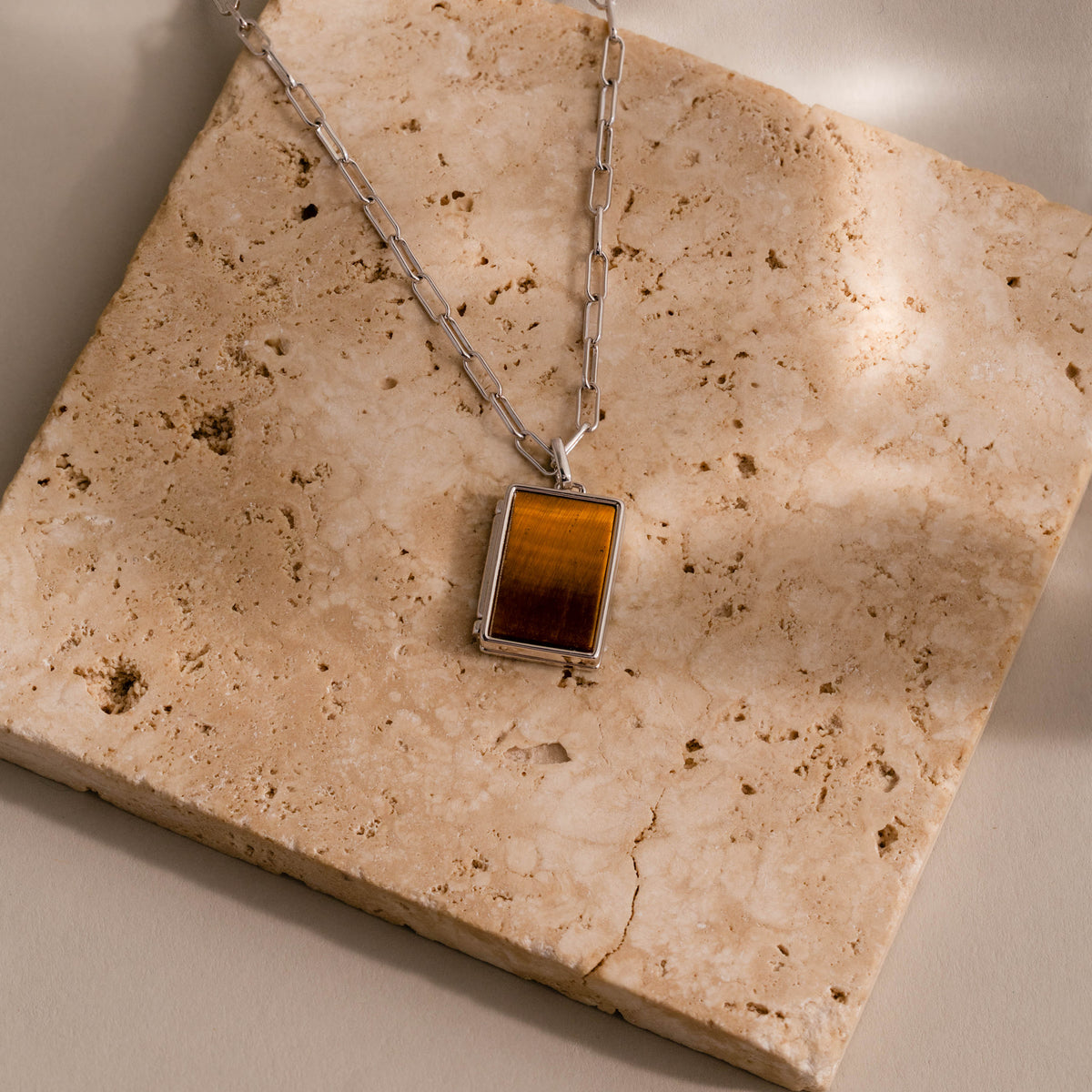 Tiger's Eye Locket Necklace
