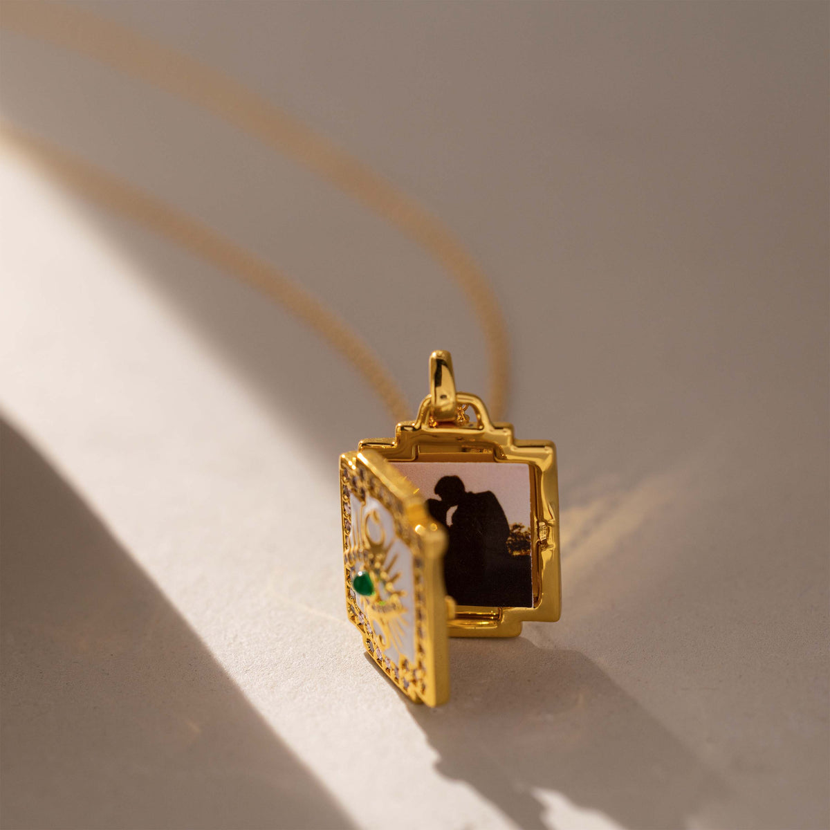 Pave Evil Eye Locket Necklace