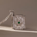 Pave Evil Eye Locket Necklace