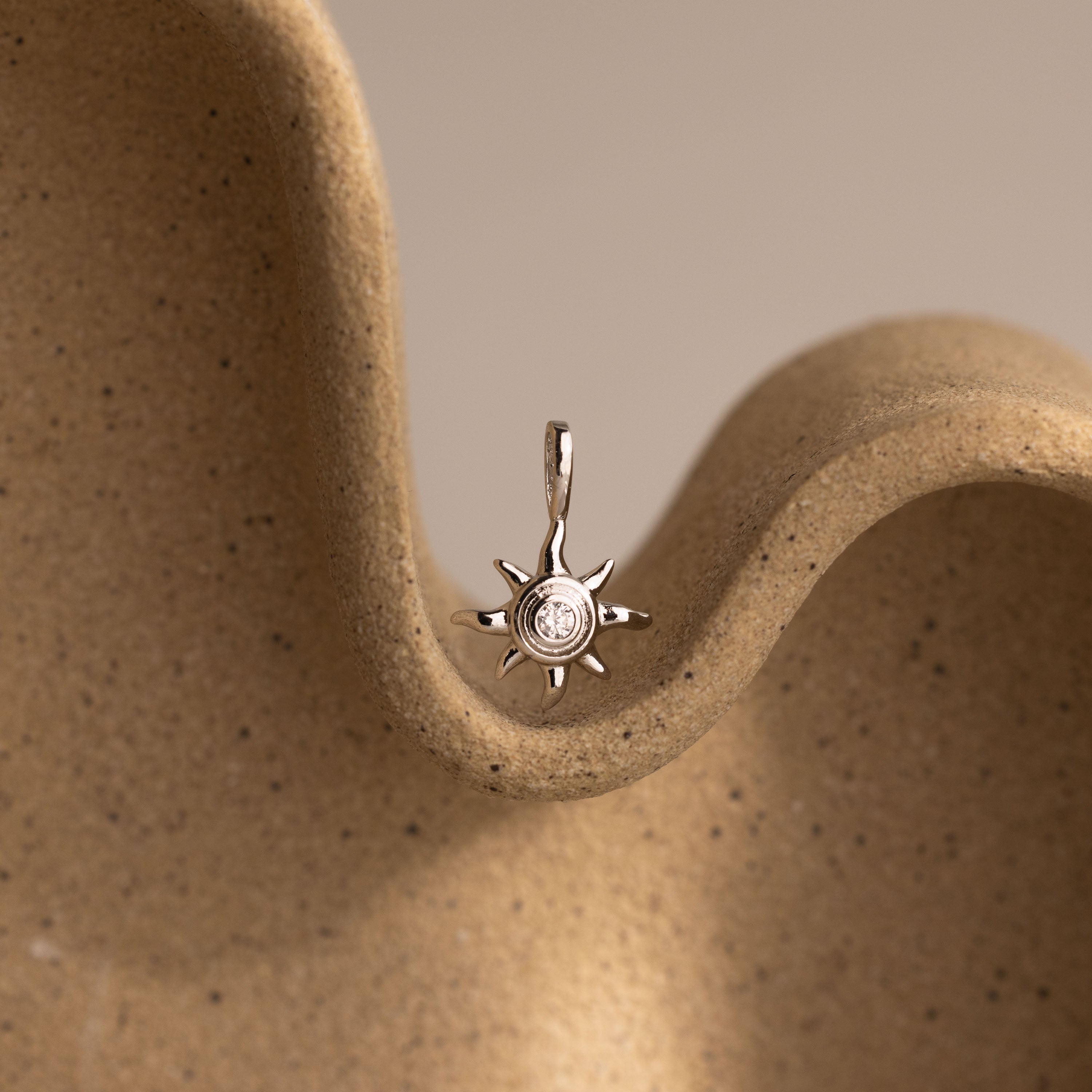 Mystic Diamond Sun Charm in Silver
