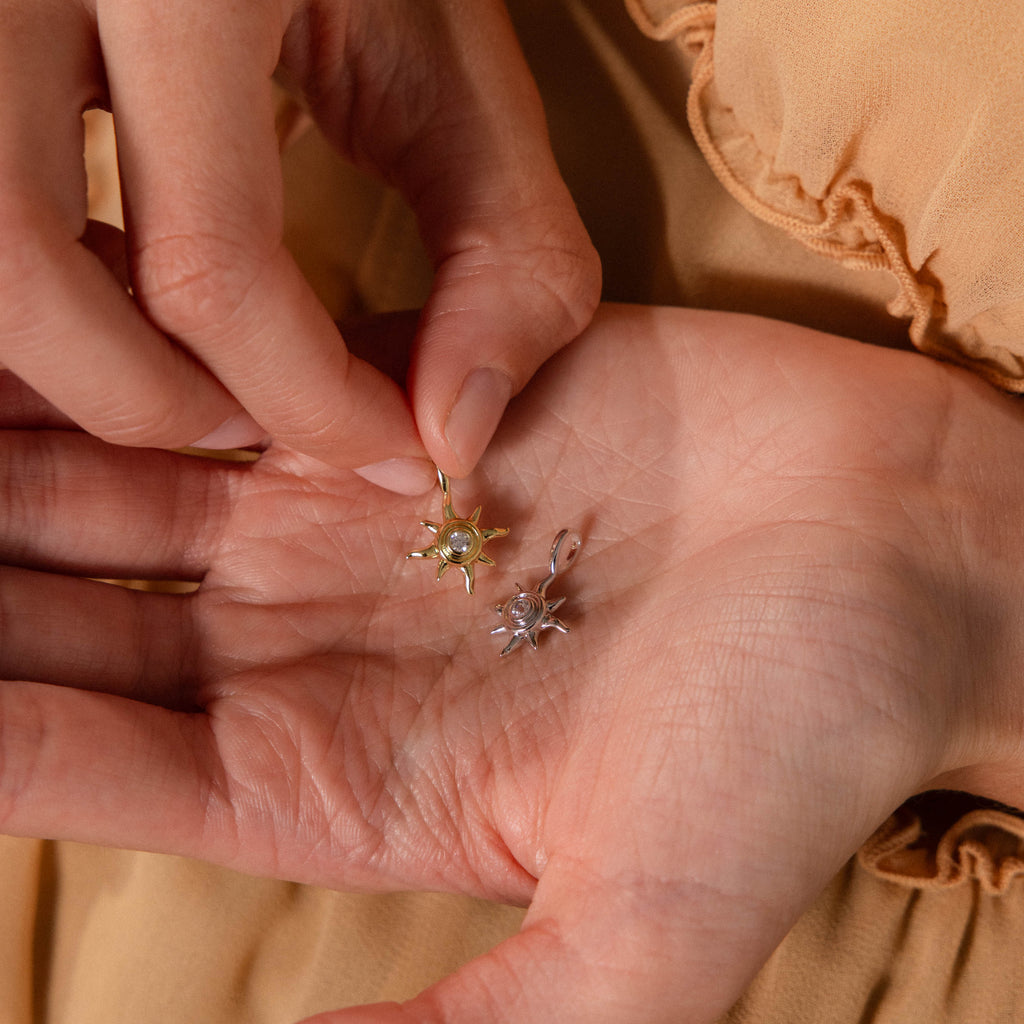 Mystic Diamond Sun Charm in 18K Gold