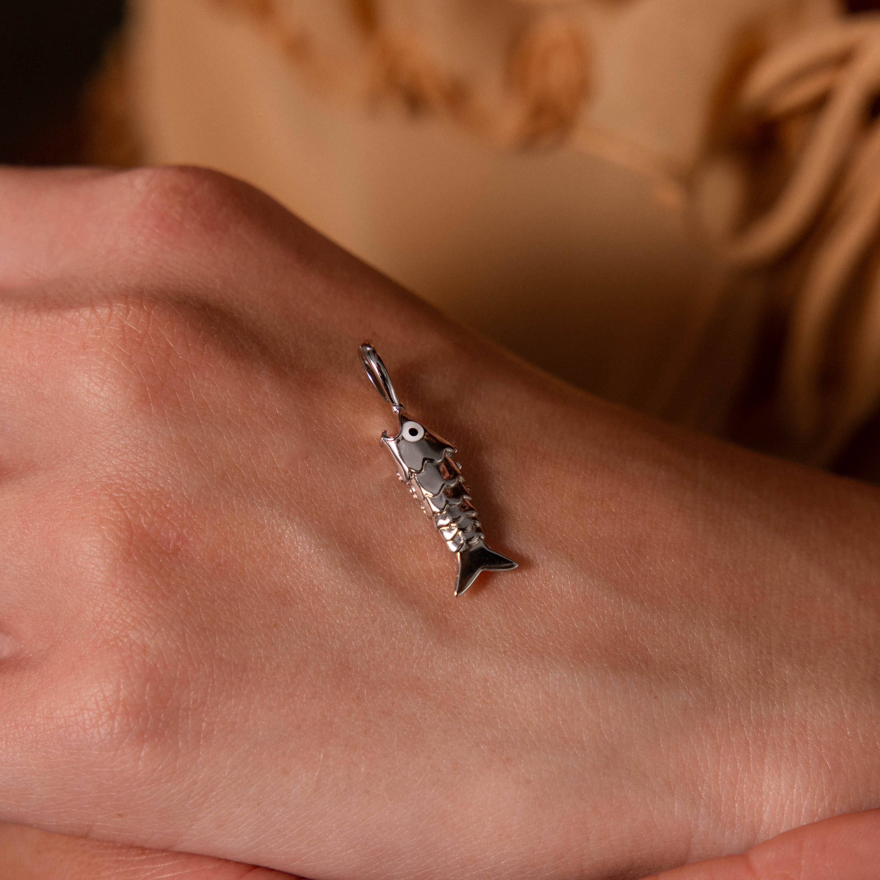 Swimmer Fish Charm in Silver