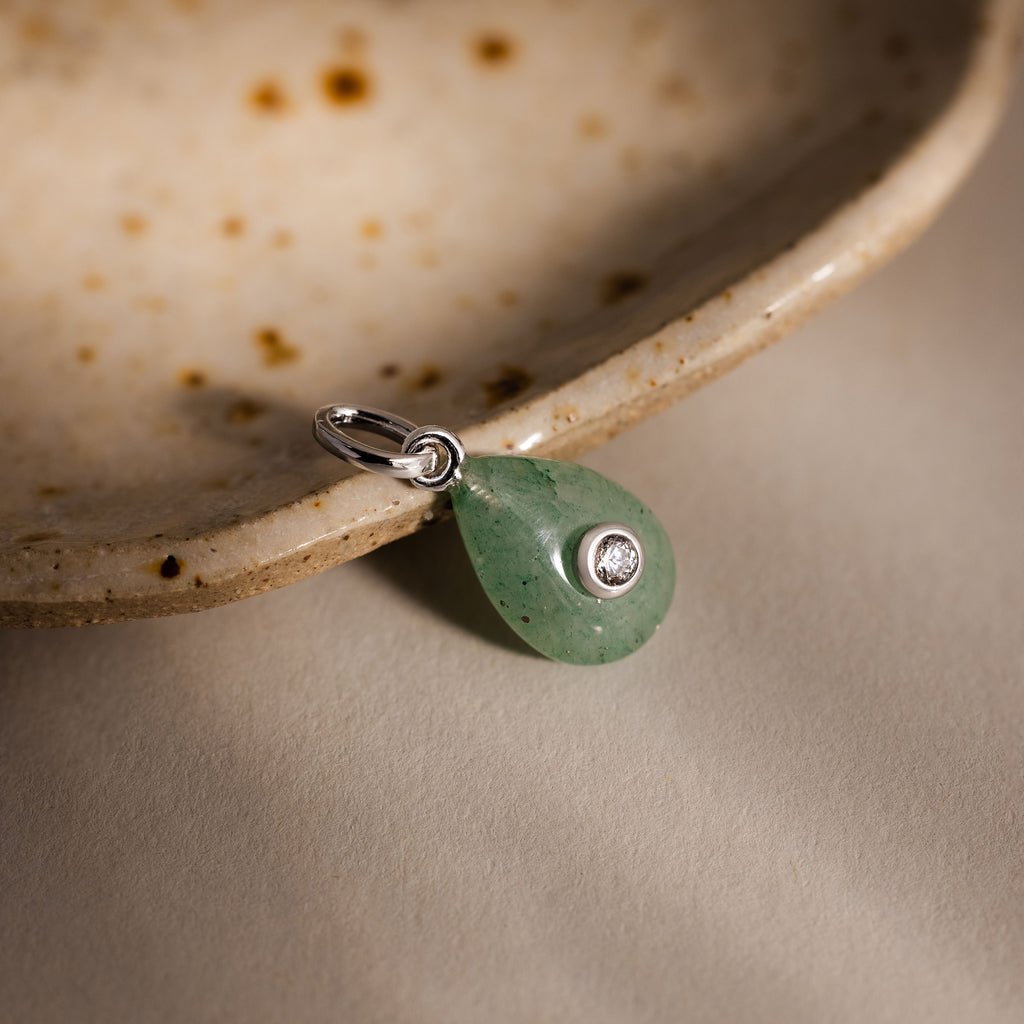 Jade Diamond Drop Charm