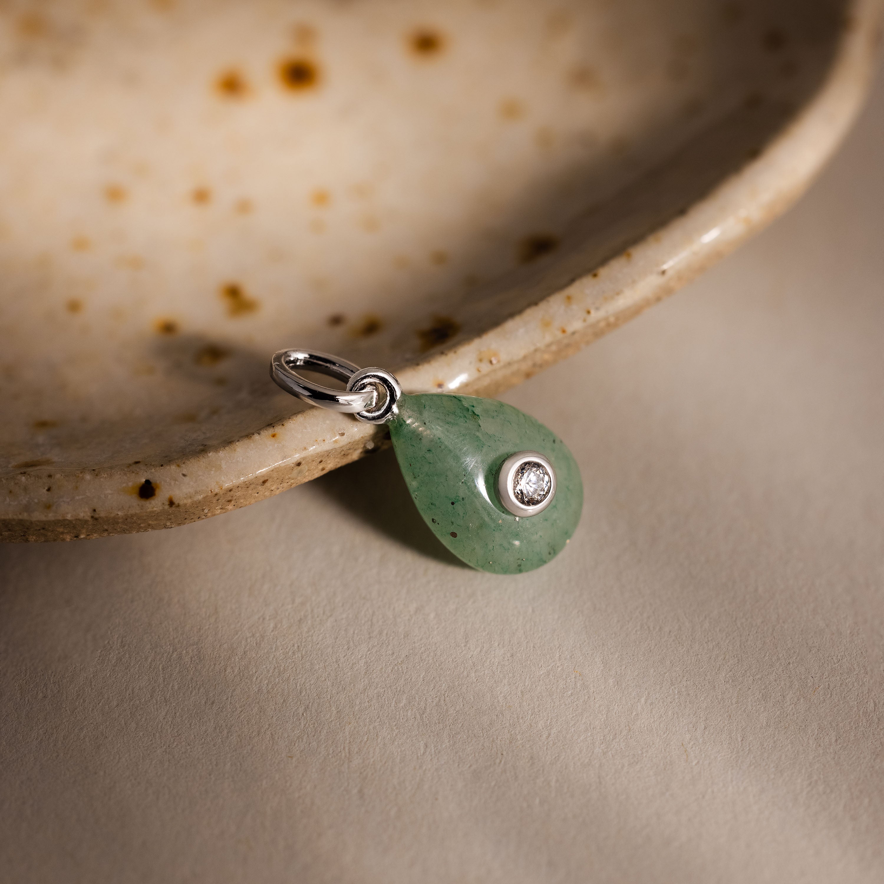Jade Diamond Drop Charm
