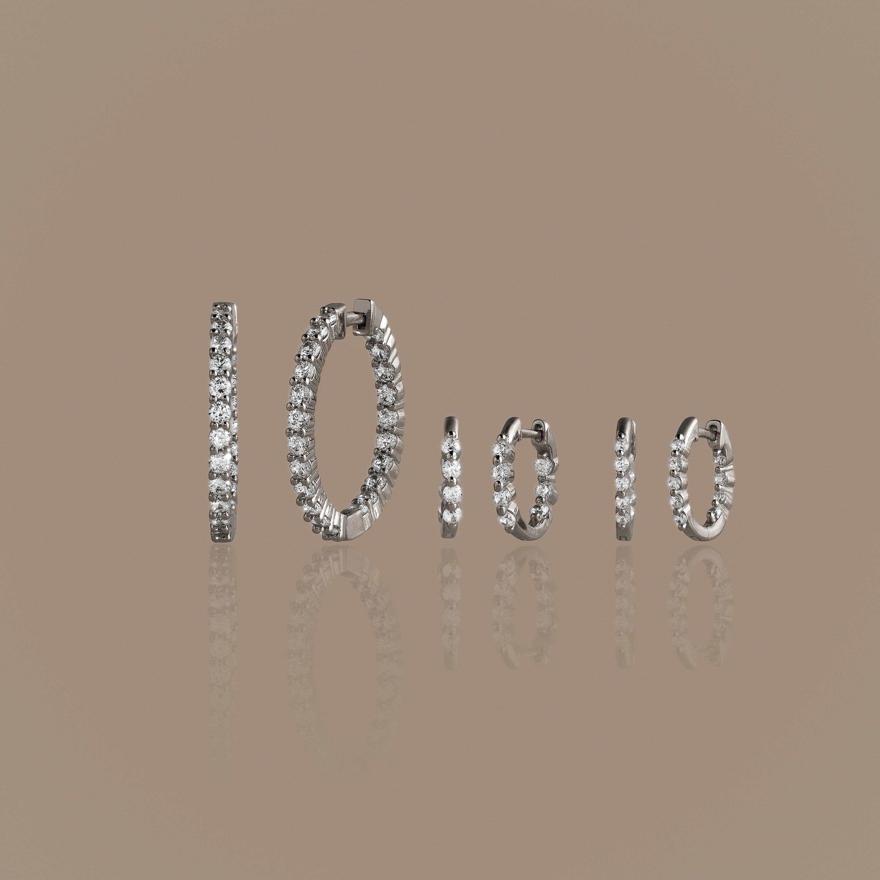 Inside Out Diamond Hoops Set in Silver