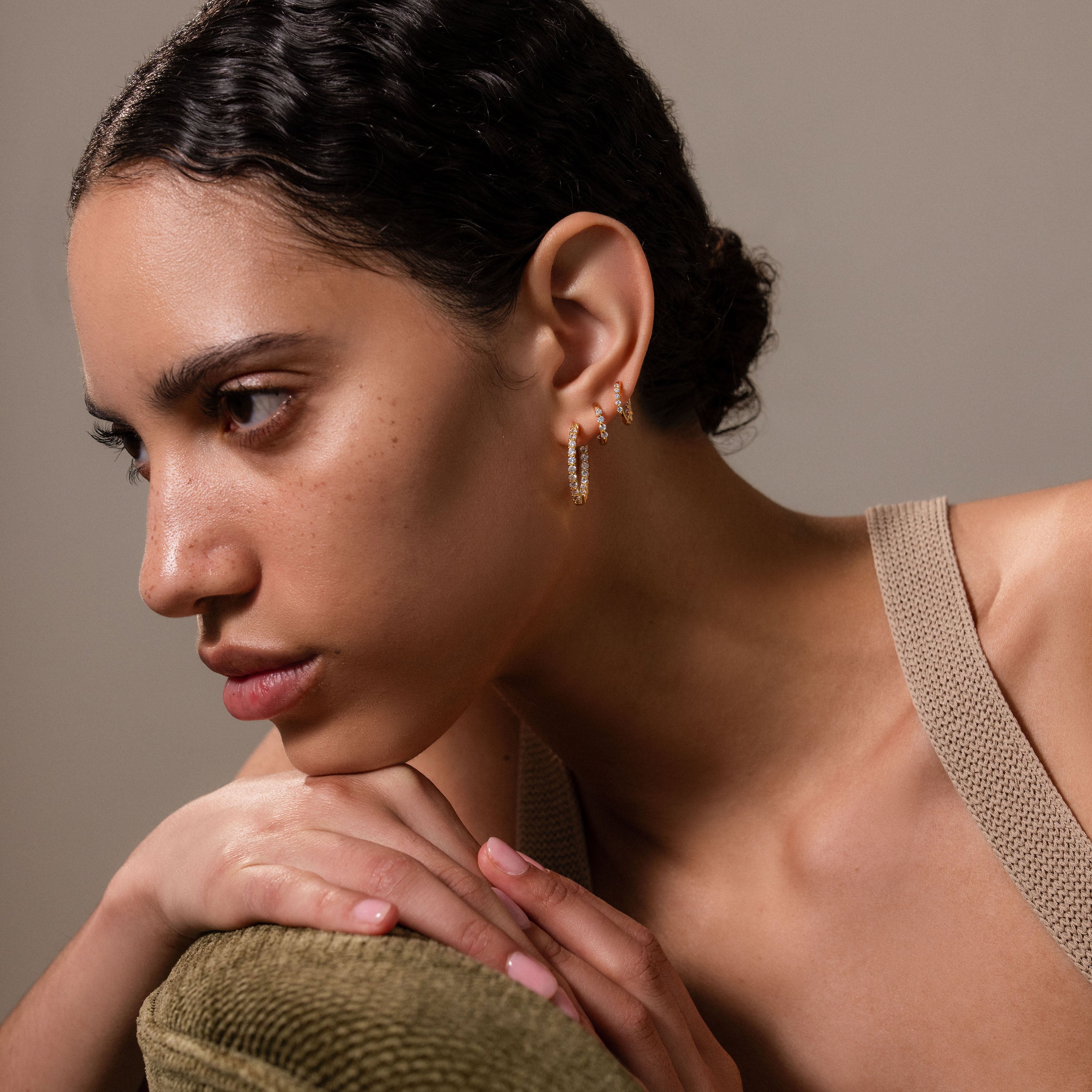 Inside Out Diamond Hoops Set in 18K Gold