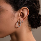 Inside Out Diamond Hoops Set in Silver