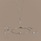 Rounded Flower Jewelry Set in Silver